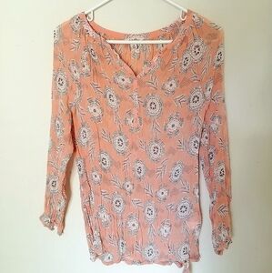 Peach & White Silk Crepe Blouse